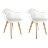 HOME DECO FACTORY The hd3092 Sessel skandinavischen – Lot de 2 Holz + PP weiß 62, 80 x 59, 80 x 85, 30 cm