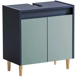 Tchibo - Waschbeckenunterschrank »Lovis« - 57x33x60cm - blau - Holz / Metall / Eschen-Massivholz