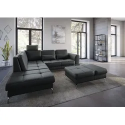 Ecksofa SIT & MORE "Bendigo L-Form", schwarz, B:258cm H:84cm T:226cm, Sofas, inklusive Sitztiefenverstellung, Bodenfreiheit 12 cm, in 2 Fußfarben