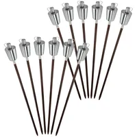 Koopmann International 12x Gartenfackel Ölfackel Fackel Edelstahl mit Holzstab