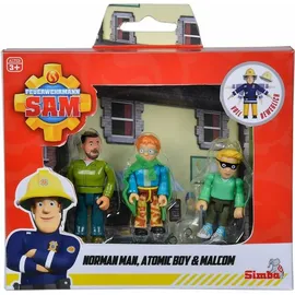 Simba Feuerwehrmann Sam Superhelden Figurenset, Polizist Malcom, Norman und James, voll beweglich, 7,5 cm