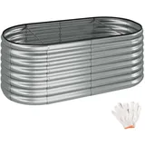 Tectake Hochbeet Flormma, 603l, verzinkt, 160x80x60cm - 2 Jahre Gewährleistung - mind. 14 Tage Rückgaberecht - Silber,