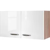 Flex-Well Exclusiv Oberschrank Valero 100 cm x 55 cm Hochglanz Weiß-Sonoma Eiche