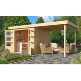 Gartenhaus Holz 19mm Gerätehaus Holz Venlo C mit Anbaudach naturbelassen Karibu