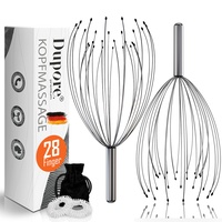 DUPORE 2x Kopfmassage Spinne mit 28 Finger - Premium Kopfmassagegerät - wohltuender Kopfkrauler - Kopf Massagespinne für Entspannung - Kopfmassagestab - Kopfkratzer - Head Massager Spider