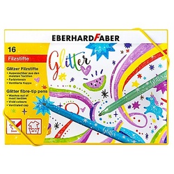 Glitzer-Filzstifte, bunt + pastell, 16 Stifte