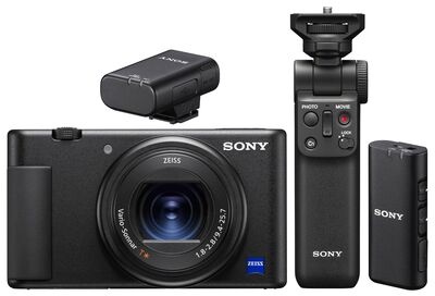 Sony Vlog-Kamera ZV-1 + Bluetooth Mikrofon + Bluetooth Griff