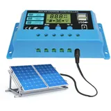 Rianpesn Solarbatterie-Controller | 12V/24V Solarpanel Laderegler Intelligenter Regler - Regulator Dual USB Port Timer-Einstellung PWM Auto-Parameter