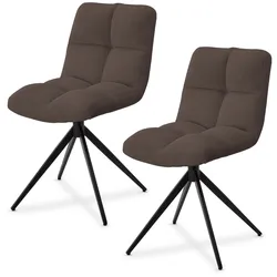 Juskys Drehstuhl Dallas 2er Set - Esszimmerstühle drehbar, Stuhl 120kg belastbar - Cord Braun
