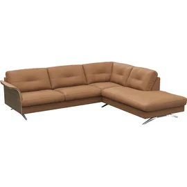 flexlux Ecksofa FLEXLUX "Glow, super bequem durch hochwertigem Sitzaufbau mit Federkern, L-Form", braun (modern cognac braun), B:268cm H:81cm T:224cm, 100% Echteder, Sofas, Ecksofa, Skandinavisches Design, In hochwertiger Verarbeitung