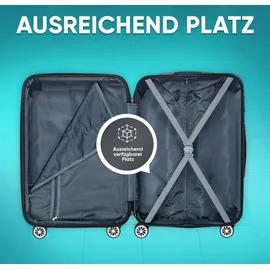 veska Hartschalenkoffer Kofferset 3 teilig mit TSA Zahlenschloss 4 Rollen ABS-Hartschale, Reisekoffer Trolley Rollkoffer Koffer - champagner