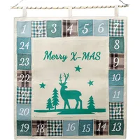 Adventskalender Taschen zum Befüllen 'Merry X-Mas' türkis 70x60cm Weihnachten