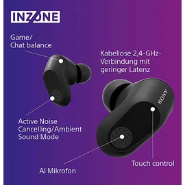 Sony INZONE Buds - True Wireless Noise Cancelling Gaming, In-ear Kopfhörer Schwarz