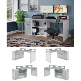 VCM GamerBüro Büromöbel Gamer, 1 Tür, 1 Schublade, 2 Offene Fächer weiß , grau.