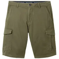 Tom Tailor Herren Regular Cargoshorts, grün, Uni, Gr. 30