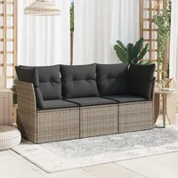 Festnight Gartensofa Rattan Sofa mit Stauraum Balkon Sofa 3 Sitzer Lounge Sofa Outdoor Rattansofa 3er Balkon Lounge Klein Balkonmöbel Couch Gartenlounge Gartenmöbel Polyrattan