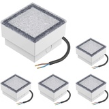 ledscom.de 5 Stück LED Pflasterstein Bodeneinbauleuchte CUS für außen, IP67, eckig, 10 x 10cm, blau