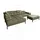 KAWOLA Sofa NELSON Ecksofa Leder olivgrün mit motorischem Sitzvorzug und Hocker Recamiere links