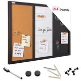 ALLboards Kombitafel 60 x 40 cm Schwarz/Braun/Weiß/Mehrfarbig