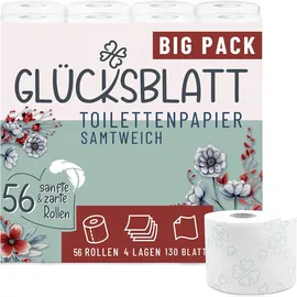 glücksblatt Toilettenpapier SAMTWEICH mit Vanilleduft 4-lagig 56 Rollen x 130 Blatt