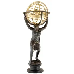 Casa Padrino Luxus Bronze Figur Atlas mit Globus auf Natursteinsockel - Skulptur