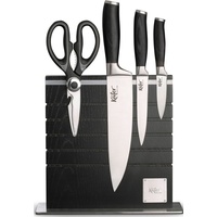 Käfer Magnet-Messerblock (5tlg), inkl. 3 Messern, 1 Schere, Eisgehärtete Klingen aus rostfreiem Stahl schwarz