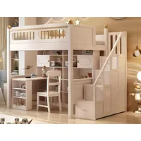 Doppelstockbett Hochbett Stockbett Holz Kinderbett Jugendbett mit Schreibtisch - Weiß