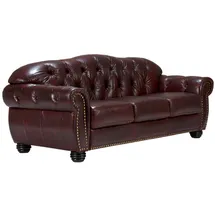Woodkings Woodkings® Chesterfield Hereford 3-Sitzer Echtleder rot Couch Bürosofa Polstermöbel 3er Unikat Herrenzimmer englisches Ledersofa Stilsofa Clubsofa