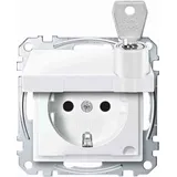 Merten SCHUKO-Steckdose pws/gl Klappdeckel MEG2315-0319