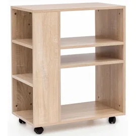 KADIMA DESIGN Regalwagen Holz, mit Rollen Schmal Modern, Sonoma 60x35x75 cm