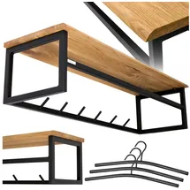 holz4home Wandgarderobe Garderobe aus massivem Eichenholz mit Baumkante Metallgestell - mind. 14 Tage Rückgaberecht