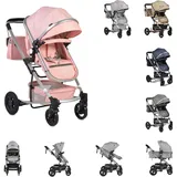 Moni Kinderwagen Gigi Babywanne umbaubar Sportsitz Wickeltasche Getränkehalter rosa