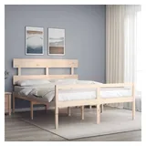 furnicato Bett Seniorenbett Massivholz 205,5x165,5x81 cm mit Stauraum, naturfarben (1-tlg) braun 165.5 cm x 205.5 cm x 81 cm