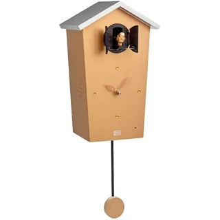 KOOKOO Birdhouse Copper, Moderne Kuckucksuhr mit Pendel, Design Wanduhr mit 12 Vogelstimmen oder Kuckuck, Aufnahmen aus der Natur