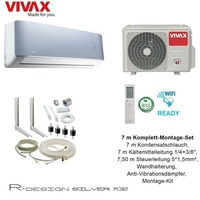 VIVAX R Design SILVER 9000 BTU + 7 m Komplett SET 2,6 KW Split Klimaanlage A+++