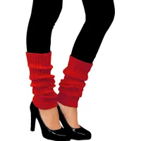 Oblique Unique Sexy Damen Stulpen Rot - Beinstulpen Damen & Mädchen für 80er Jahre Outfit 80s Motto Party Fasching Karneval Tanzen Aerobic Kostüm Accessoires - Einheitsgröße
