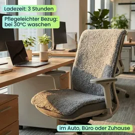 shop'n smile ideoon Beheizbares Sitzkissen mit Rückenteil 45 x 135 cm Grau