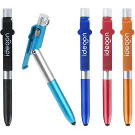 shop'n smile ideoon 4in1 Kugelschreiber mit LED-Lampe, Touchpen für Tablets & Handy-Ständer Funktion, 10er-Set Multifunktionsstift Schreibset für Büro, Alltag und Reise