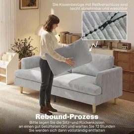 Homcom 3-Sitzer-Sofa, Couch mit Armlehnen Gepolstert Polstersofa mit Kordoptik | Hellgrau