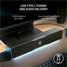 Razer Leviathan V2 X - PC-Gaming-Soundbar (mit Full-Range-Treibern, Kompaktes Format, Stromversorgung und Audio per USB Typ C, Bluetooth 5.0, Chroma RGB) Schwarz