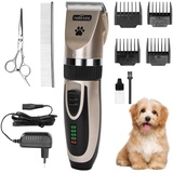 Nobleza Leise Hundeschermaschine, wiederaufladbare Profi Schermaschine Hund Set, für Dickes, Langes und Lockiges Tierhaare, 2 einstellbare Geschwindigkeiten, Geschenkschere und Kamm