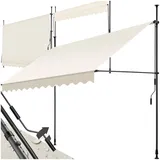 tectake® Klemmmarkise mit Handkurbel, Balkon Markise ohne Bohren, Markise höhenverstellbar, UV-beständig, wasserabweisend, Terrassenüberdachung, Sonnenschutz Terrasse & Balkon, Breite 300 cm - beige