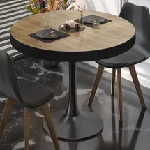 GGM Möbel Bistrotisch Ø 78 x 70 cm Eiche/Schwarz