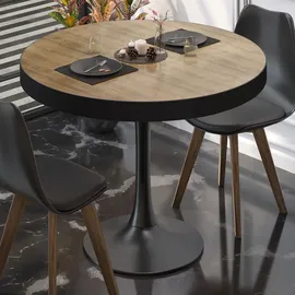 GGM Möbel Bistrotisch Ø 78 x 70 cm Eiche/Schwarz