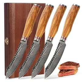 Wakoli Steakmesser 12,5 cm 4-tlg. Olivenholz