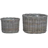 vidaXL Blumentopf Korb 2 pcs  Grau Komplettset