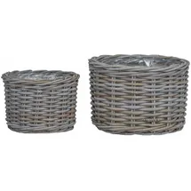 vidaXL Blumentopf Korb 2 pcs  Grau Komplettset