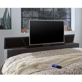 Lomadox Boxspringbett 180x200 cm, mit TV-Halterung, elektrisch verstellbar und 2 Nachtschränke, Hotelbett in anthrazit DURAZNO-09 - Grau