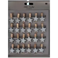 Rico Design Adventskalender Clips mit Stern, Holz, silber
