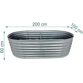 Relaxdays Hochbeet 200 x 60 x 100 cm Grau